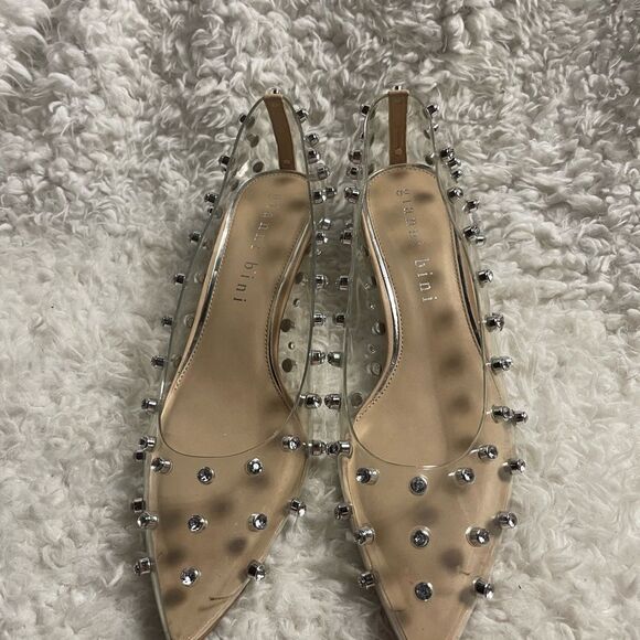 Gianni Bini clear slip on kitten heels studded rhinestones accents SZ 10M - Picture 4 of 12